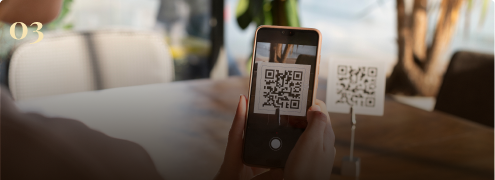 Customer scanning a QR code with a phone